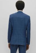 Boss Slim-Fit Suit in Checked Stretch Virgin Wool, Men, Size: 38L, Blue