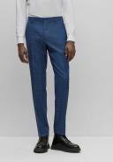 Boss Slim-Fit Suit in Checked Stretch Virgin Wool, Men, Size: 38L, Blue