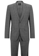 Boss Slim-Fit Suit in Checked Stretch Virgin Wool, Men, Size: 40L, Silver
