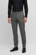Boss Slim-Fit Suit in Checked Stretch Virgin Wool, Men, Size: 40L, Silver