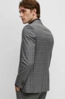 Boss Slim-Fit Suit in Checked Stretch Virgin Wool, Men, Size: 40L, Silver