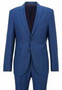 Boss Slim-Fit Suit in Checked Stretch Virgin Wool, Men, Size: 42R, Blue