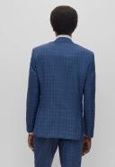 Boss Slim-Fit Suit in Checked Stretch Virgin Wool, Men, Size: 42R, Blue