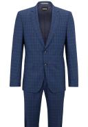 Boss Slim-Fit Suit in Checked Stretch Virgin Wool, Men, Size: 42R, Blue