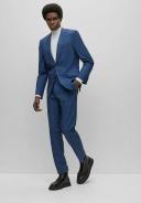 Boss Slim-Fit Suit in Checked Stretch Virgin Wool, Men, Size: 42R, Blue