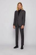 Boss Slim-Fit Suit in Checked Virgin Wool, Men, Size: 48, Light Grey