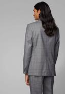 Boss Slim-Fit Suit in Checked Virgin Wool, Men, Size: 48, Light Grey