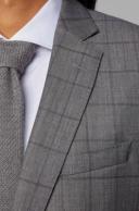 Boss Slim-Fit Suit in Checked Virgin Wool, Men, Size: 48, Light Grey