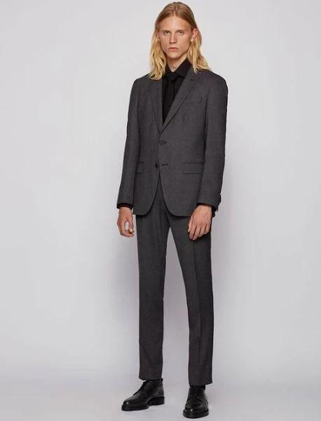 Boss Slim-Fit Suit in Checked Virgin Wool, Men, Size: 48, Light Grey