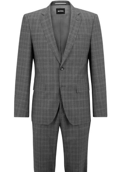 Boss Slim-Fit Suit in micro-patterned performance-stretch Cloth, Men, Size: 36R, Silver