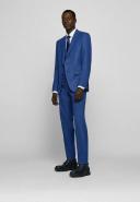 Boss Slim-Fit Three-piece Suit in Stretch Wool, Men, Size: 34R, Blue