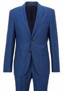Boss Slim-Fit Three-piece Suit in Stretch Wool, Men, Size: 46L, Blue