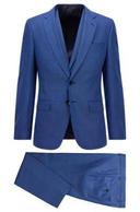 Boss Slim-Fit Three-piece Suit in Stretch Wool, Men, Size: 46L, Blue