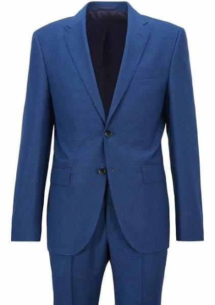 Boss Slim-Fit Three-piece Suit in Stretch Wool, Men, Size: 46L, Blue