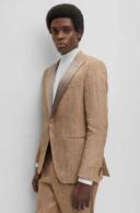 Boss Slim-Fit Two-Piece Suit in Melange Linen, Men, Size: 46R, Beige