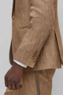 Boss Slim-Fit Two-Piece Suit in Melange Linen, Men, Size: 46R, Beige