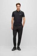 Boss Stretch-cotton Slim-Fit Polo Shirt With Curved Logo, Men, Size: XS, Black