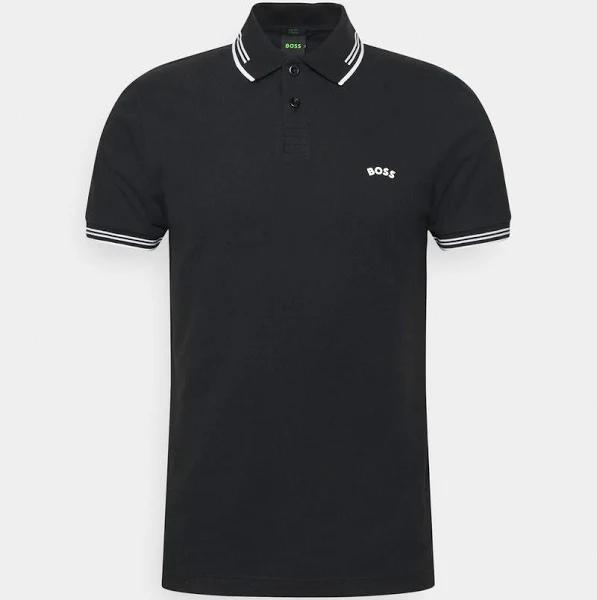 Boss Stretch-cotton Slim-Fit Polo Shirt With Curved Logo, Men, Size: XS, Black