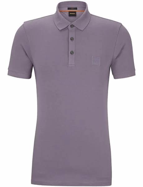 Boss Stretch-cotton Slim-Fit Polo Shirt With Logo Patch, Men, Size: XXXL, Purple