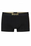 Boss Stretch-Cotton Trunks with Foil-Print Logo and Stripe, Men, Size: S, Black