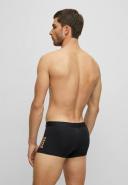 Boss Stretch-Cotton Trunks with Foil-Print Logo and Stripe, Men, Size: S, Black