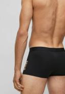 Boss Stretch-Cotton Trunks with Foil-Print Logo and Stripe, Men, Size: S, Black