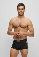 Boss Stretch-Cotton Trunks with Foil-Print Logo and Stripe, Men, Size: S, Black