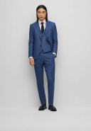 Boss Three-piece Slim-Fit Suit in A Wool Blend, Men, Size: 48L, Blue