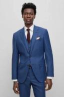 Boss Three-piece Slim-Fit Suit in Virgin Wool, Men, Size: 34R, Dark Blue