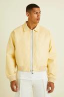 Boxy Debossed PU Collared Bomber Jacket
