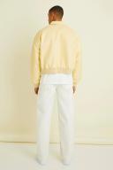 Boxy Debossed PU Collared Bomber Jacket