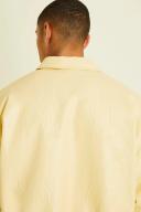Boxy Debossed PU Collared Bomber Jacket