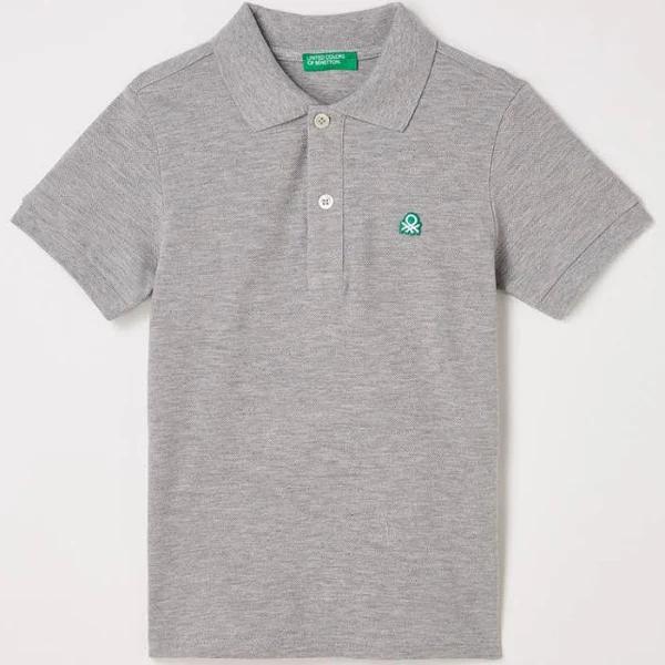 Boys Benetton Logo Polo Shirt - Grey - Size UK 2-3 Yrs