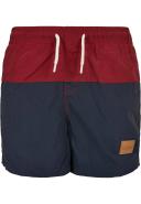 Boys Block Swim Shorts - Navy / Burgundy