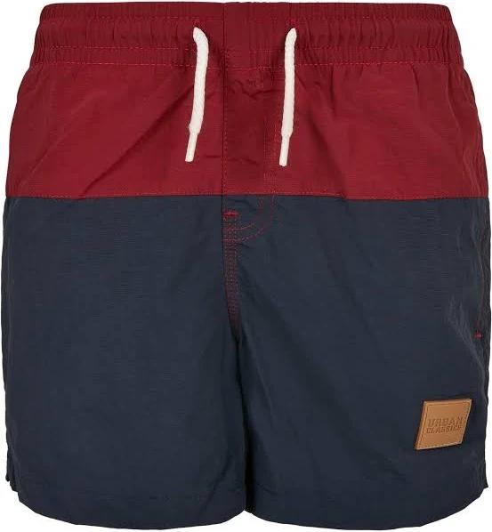 Boys Block Swim Shorts - Navy / Burgundy