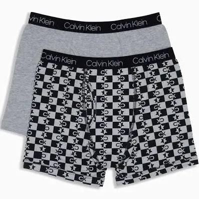 Boys Cotton Stretch 2 Pack Boxer Briefs Black 16-18
