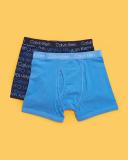 Boys Cotton Stretch 2 Pack Boxer Briefs Blue 12-14
