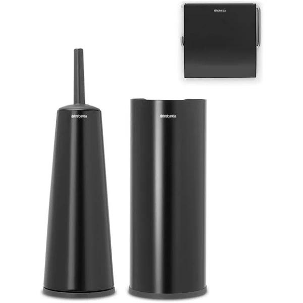 Brabantia Toilet Accessories - Matt Black (Set of 3)