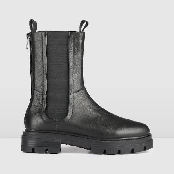 Braxton Flat Ankle Boots Black Leather