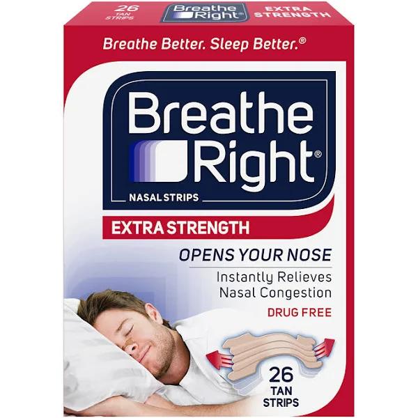 Breathe Right Extra Tan Drug-Free Nasal Strips for Nasal Congestion Relief 26 Count