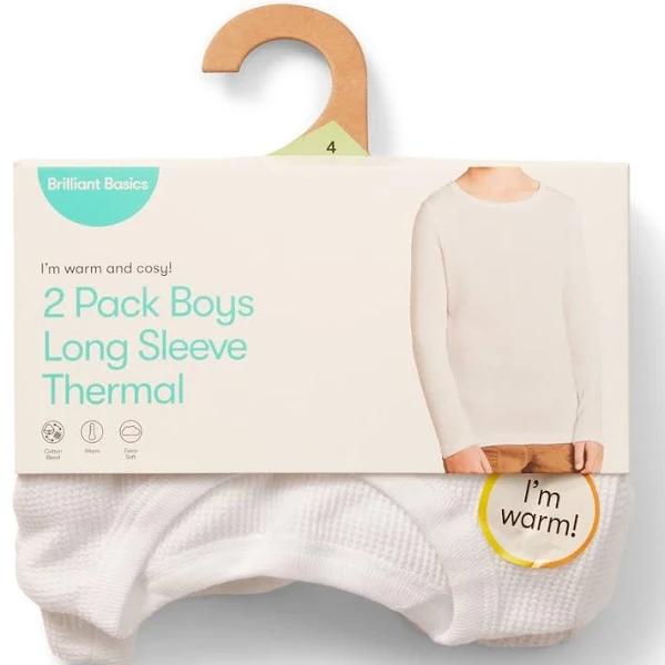 Brilliant Basics Boys Long Sleeve Thermal 2 Pack - White - Size 6