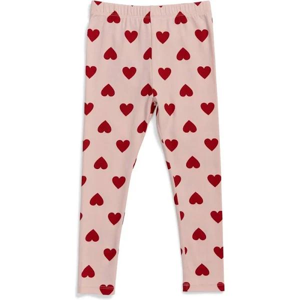 Brilliant Basics Girls Love Heart Print Legging - Pink & Red - Size 2