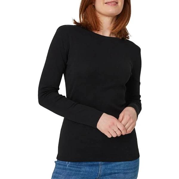 Brilliant Basics Women's Long Sleeve Rib Tee - Black - Size Small