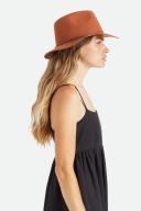 Brixton Men's Wesley Packable Fedora Hat Caramel Brown, Size Medium