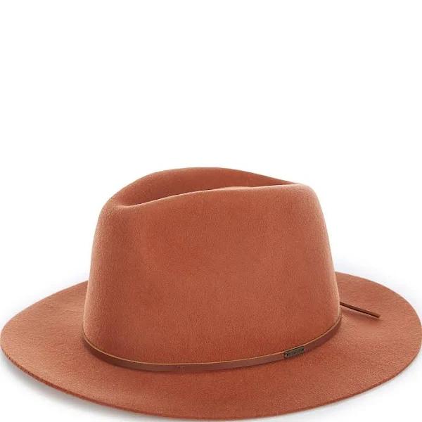 Brixton Men's Wesley Packable Fedora Hat Caramel Brown, Size Medium
