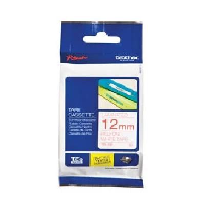 Brother PT-D610BT 12mm Red Text On White Laminated Tape - 8 Meters [Genuine]