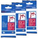 Brother PT-D610BT 12mm White Text On Red Laminated Tape - 8 Meters [Genuine]