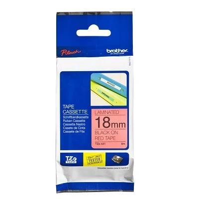 Brother PT-D610BT 18mm Black Text On Red Laminated Tape - 8 Meters [Genuine]
