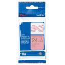 Brother PT-D610BT 24mm Gold Text On Pink Ribbon Tape - 4 Metres [Genuine]