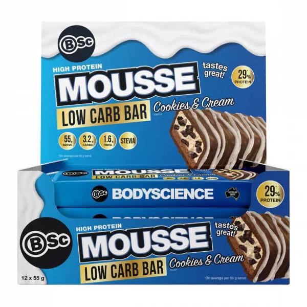 BSc High Protein Mousse Low Carb Bar L Body Science 12 x 55g / Cook...